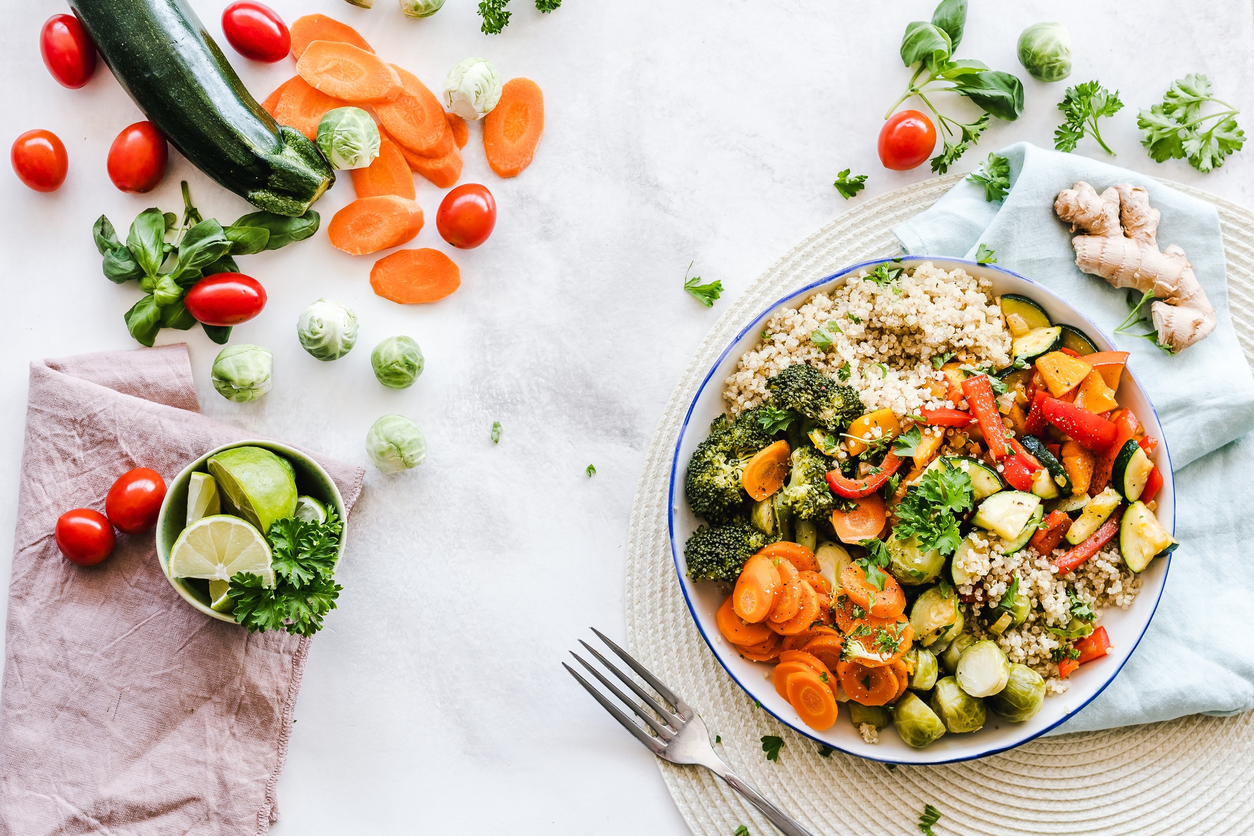 Healthy bowl of food and vegetables