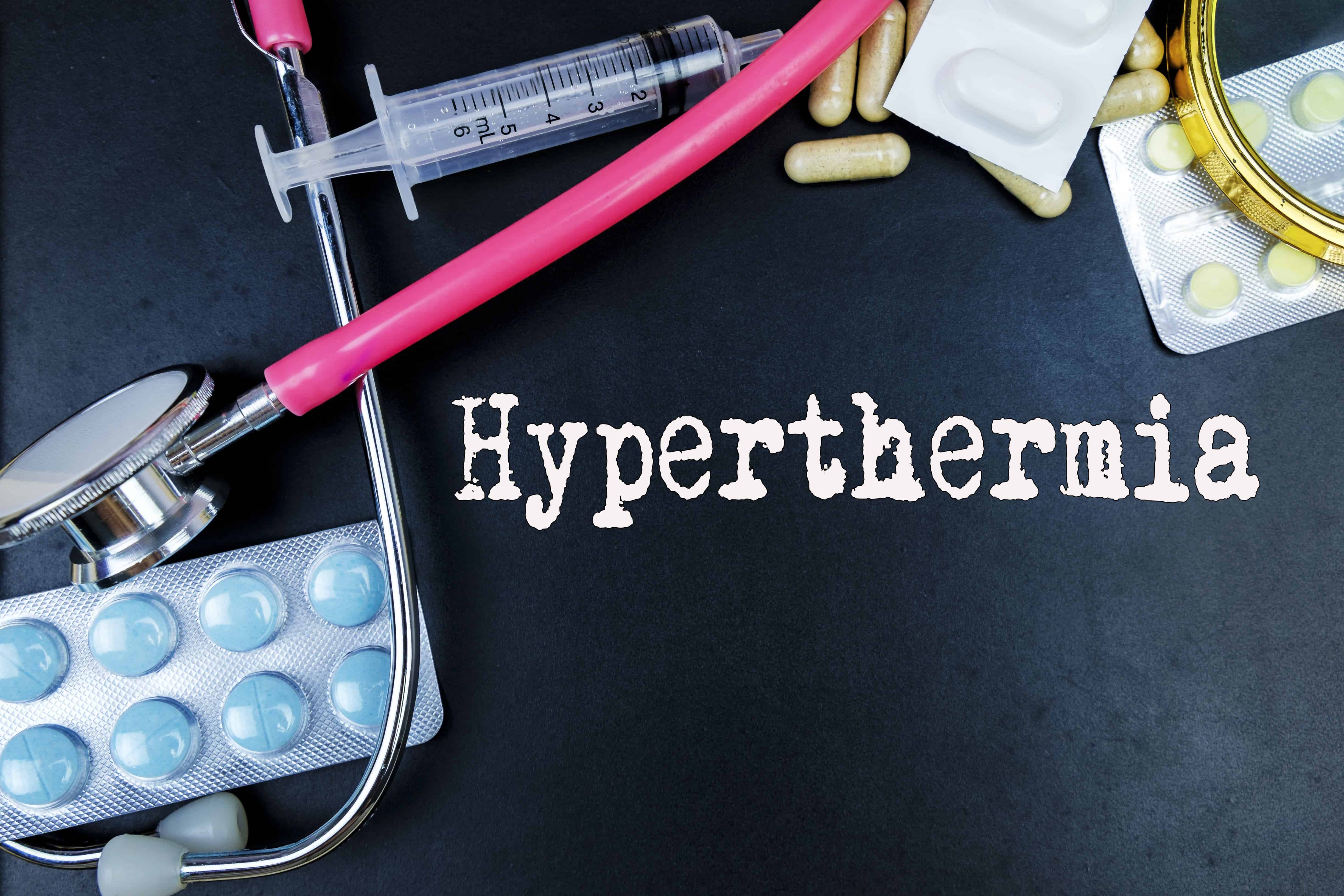 Hyperthermia in white letters against a backdrop