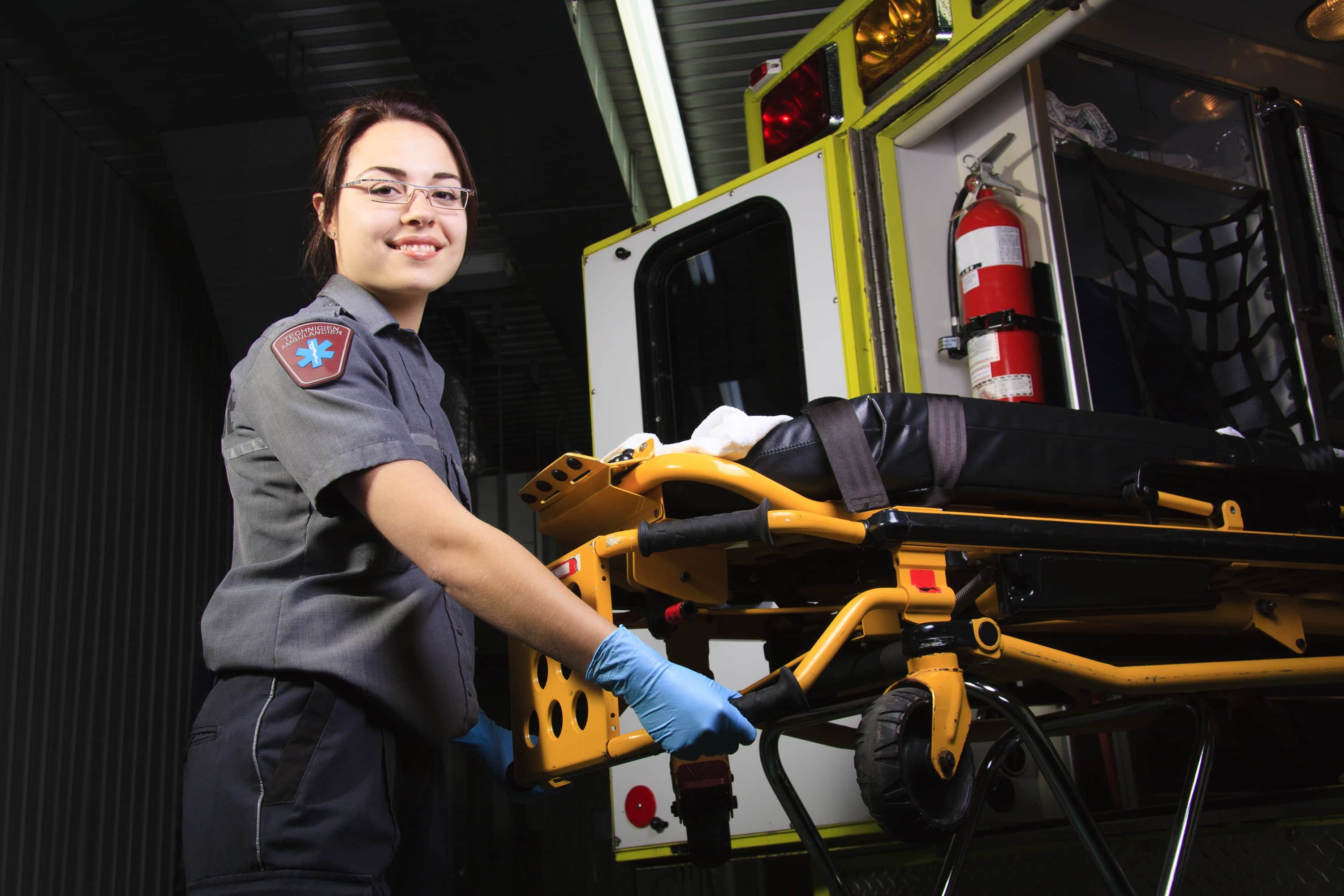 Smiling female EMS professional