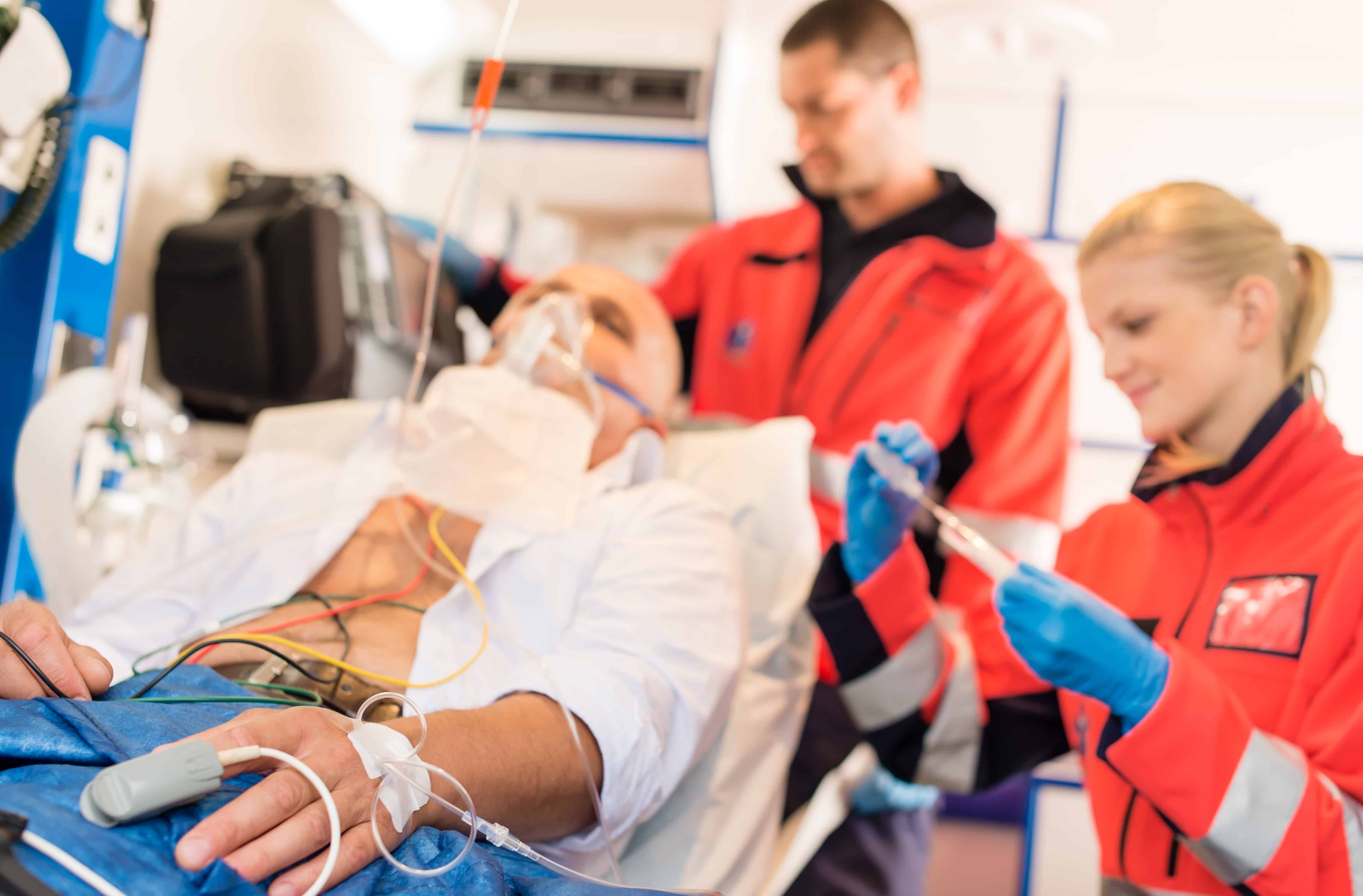 Close up of EMS professionals with a patient